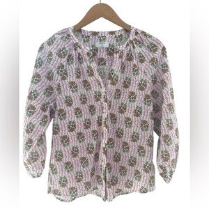 UNTUCKit Cotton Rose Floral Blouse Button-Front Women's Blouse Size Small